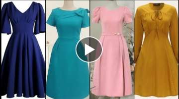 unique and stylish plain a line middle dresses designs and ideas for girls